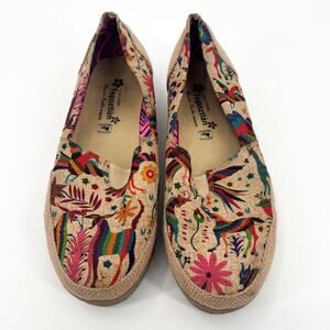 Calzado Tepoztlan Otomi Design Embroidered Canvas Rare Shoes Mexico 8.5–9